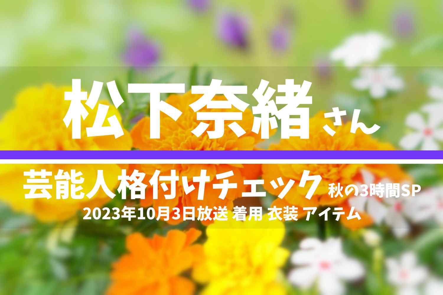 芸能人格付けチェック 松下奈緒さん 番組 衣装 2023年10月3日放送