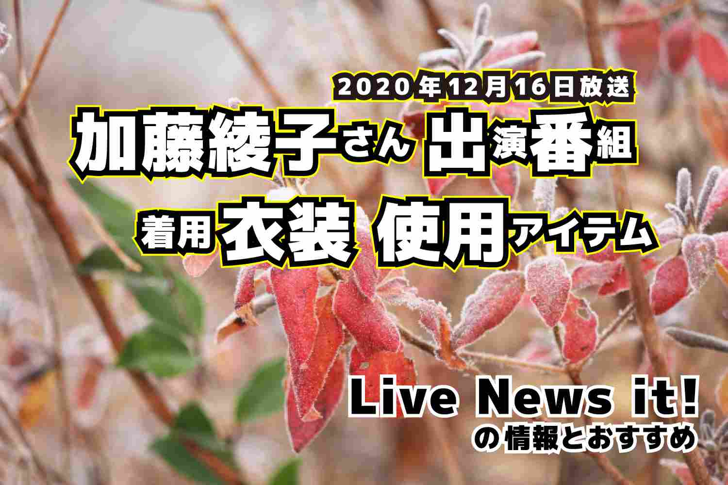 Live News it!　加藤綾子さん　衣装　2020年12月16日放送